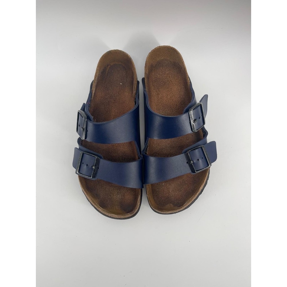 Birkenstock Arizona Navy Blue Two Strap Buckle Cork Sandals Slides Mens 41 10 L8